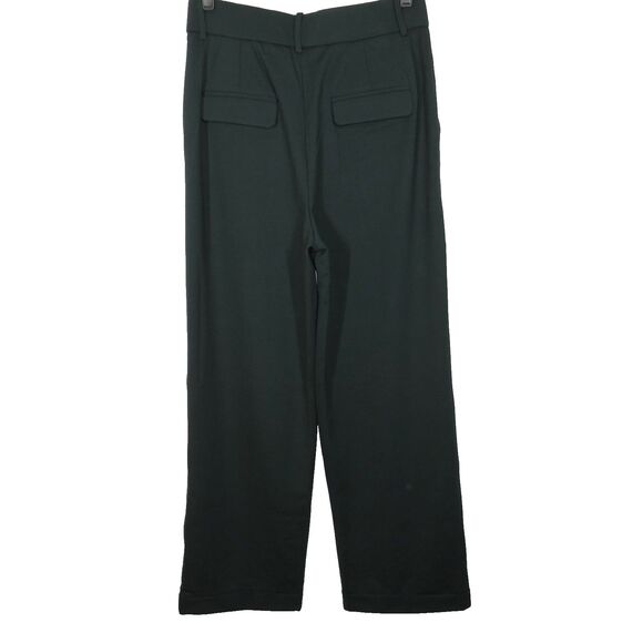 OGL Dark Green Ponte-De-Roma Stretch High Rise Straight Leg Pintuck Trousers M - Picture 10 of 11